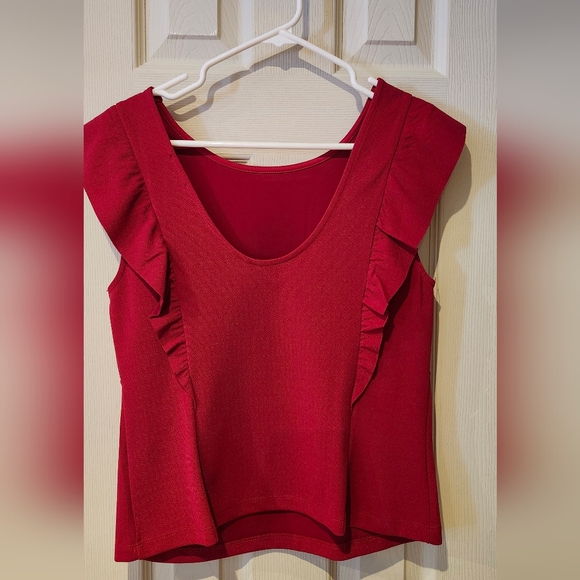 Dynamite Red Ruffle Sleeve Top - Picture 2 of 3